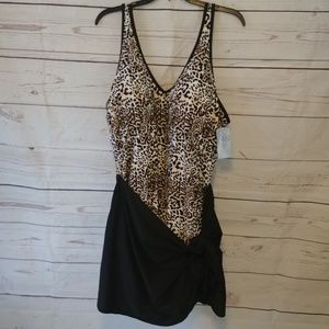 NWT Catherine's Animal Print Sarong Swimdress